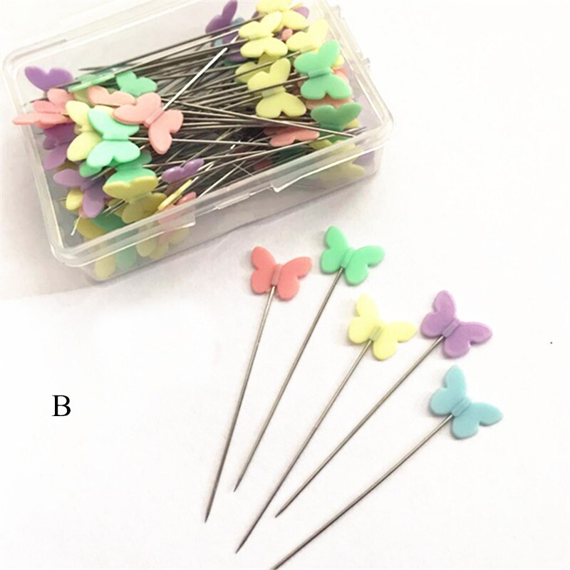 50pcs/box Flat-head Sewing Needle Pins Dressmaking Pins Stainless Steel Embroidery Patchwork Pins DIY Sewing Garment Accessories: B