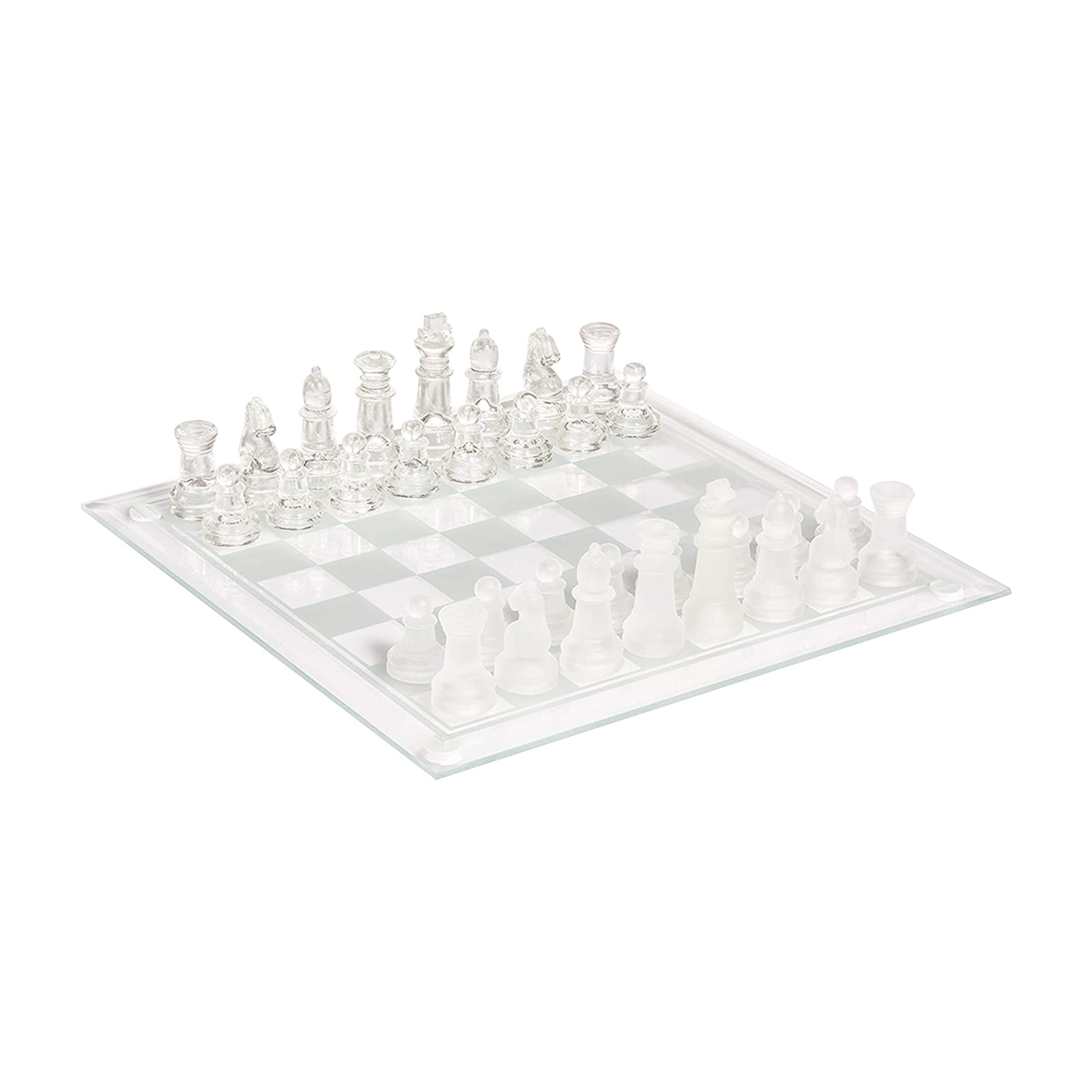 Glass Chess Set Frosted For Adults Kids Home Clear With Chessboard Portable Fully Functional Gaming Party