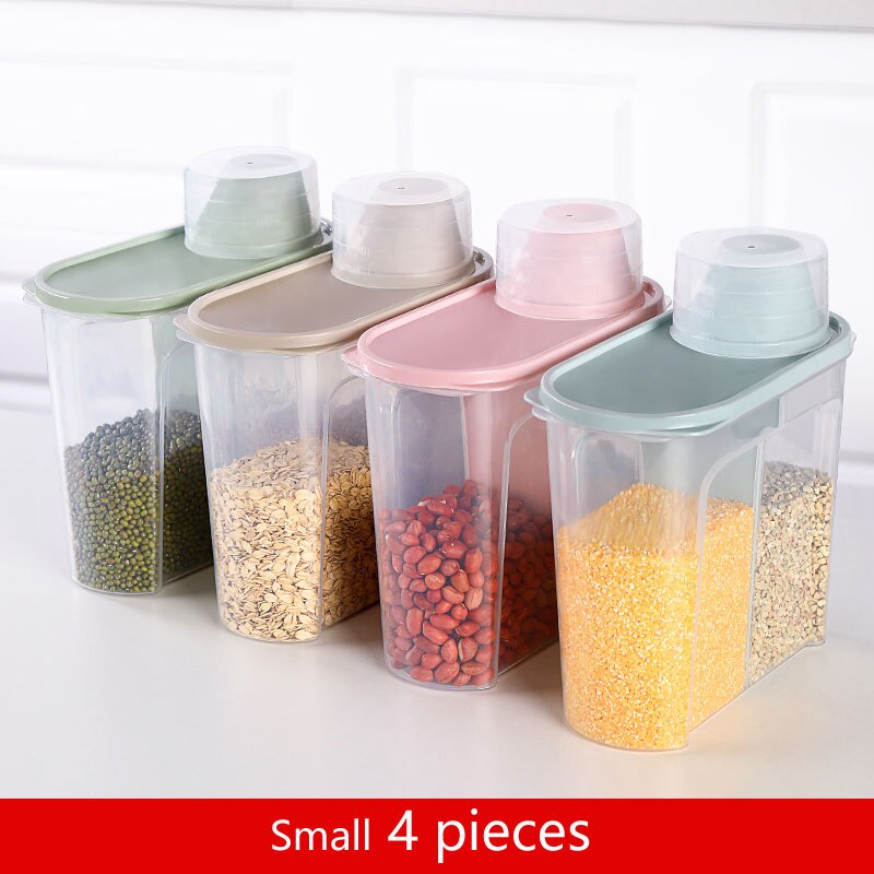 PP Food Storage Box Plastic Clear Container Set with Pour Lids Kitchen Storage Bottles Jars 67Oz~88Oz H1211: S4