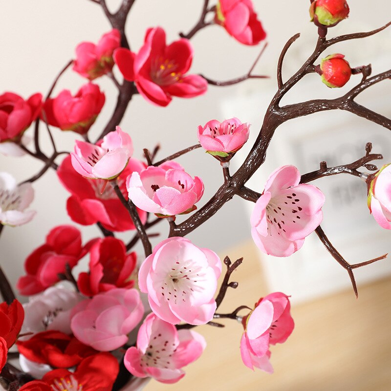 1Pc Kunstmatige Winterseet Bloem Takken Wit Roze Rood Geel Mume Lamei Bloem Voor Kerst Deur Tafel Bloemen Decoratie