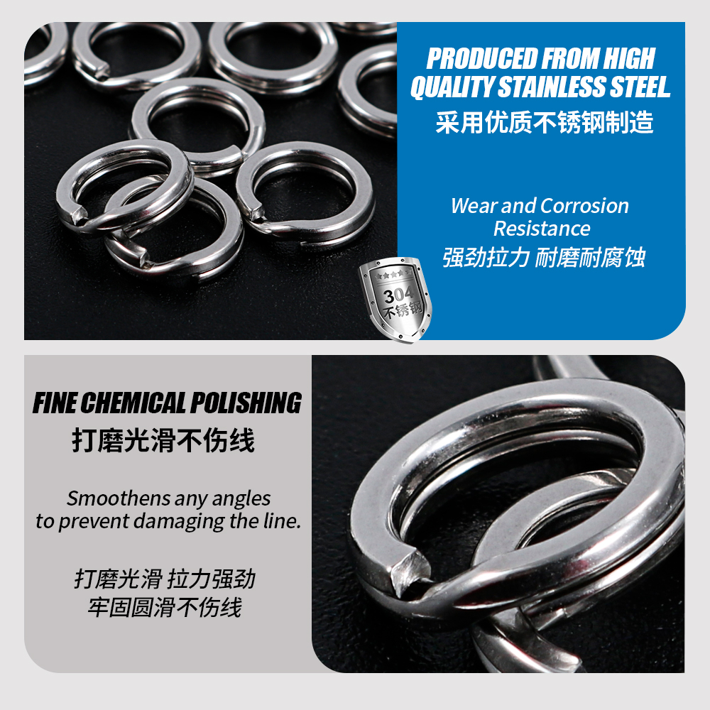 JIGGING PRO anillos divididos para pesca, 10/15 Uds., anillos de señuelo de acero inoxidable, conectores de pesca, anillos a presión, accesorios de pesca