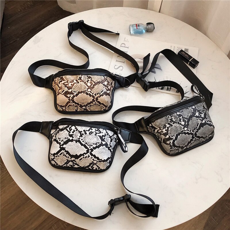 Riñonera con patrón de pitón para mujer, bolso de pecho con conchas de estilo europeo y americano, para verano y otoño,