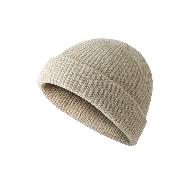 Bonnets chauds d'hiver unisexes pour femmes et hommes, style décontracté, style hip-hop, en laine tricotée, bonnet élastique: Beige