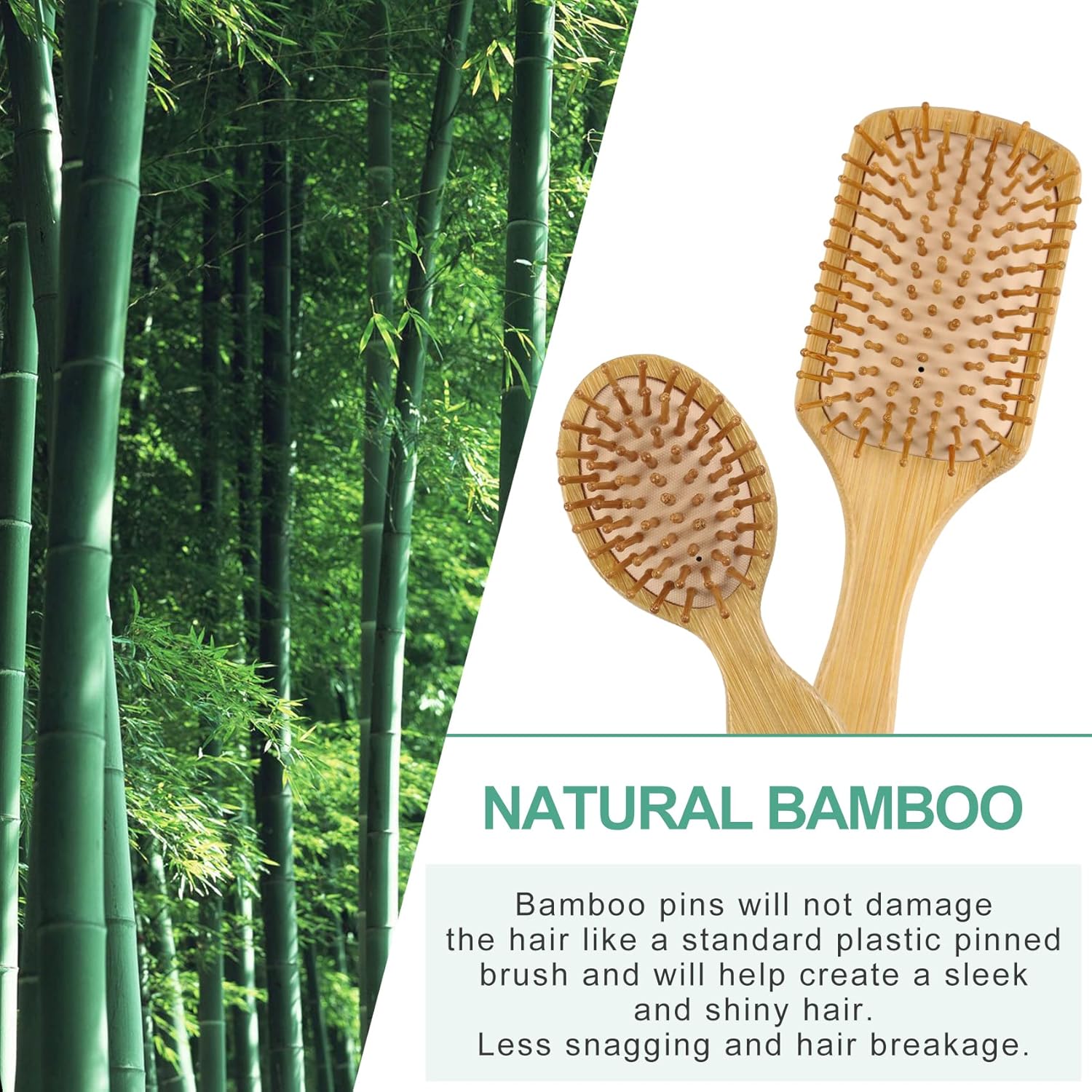 Bamboo Hair Brushes and Comb Set, Comb for Women and Detangling, Great on All Hair, Handmade for Women Men