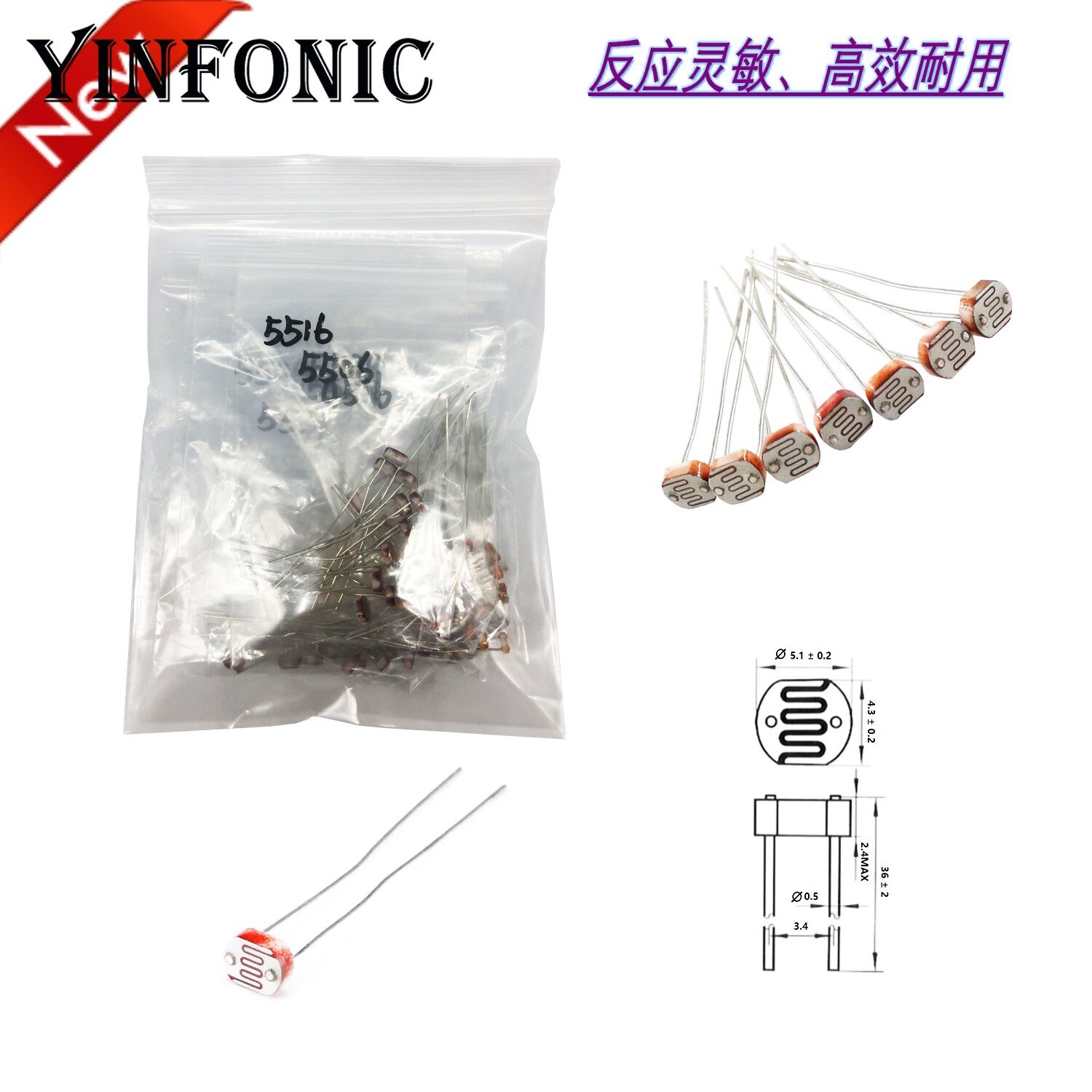 7 valores 70pcs Fotoresistor kit GL5506 GL5516 GL5528 GL5537 GL5539 GL5549 MG4516