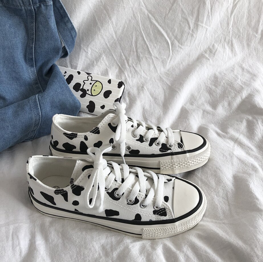Zapatillas de lona con estampado de dibujos animados para mujer, zapatos planos vulcanizados informales a la , zapatillas de plataforma altas, alpargatas