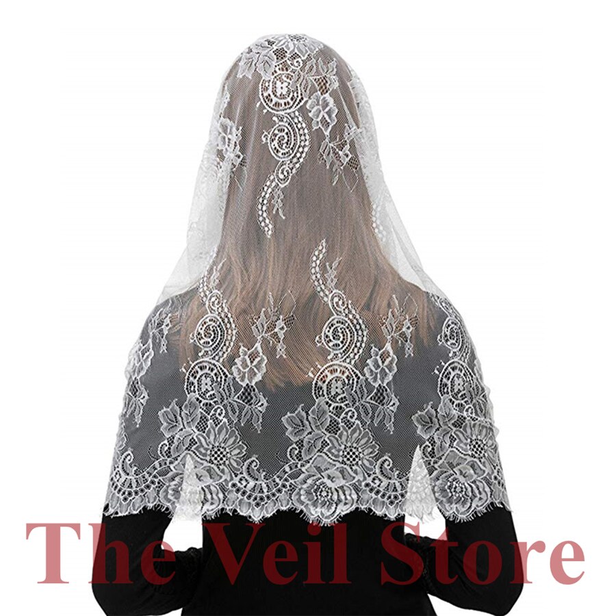 Schwarz Weiß Spitze Mantilla Kapelle Schleier für Kirche Runde Schal HeadCover wickeln Latein Masse Babuschka Mantilla de Novia Negra Mantille