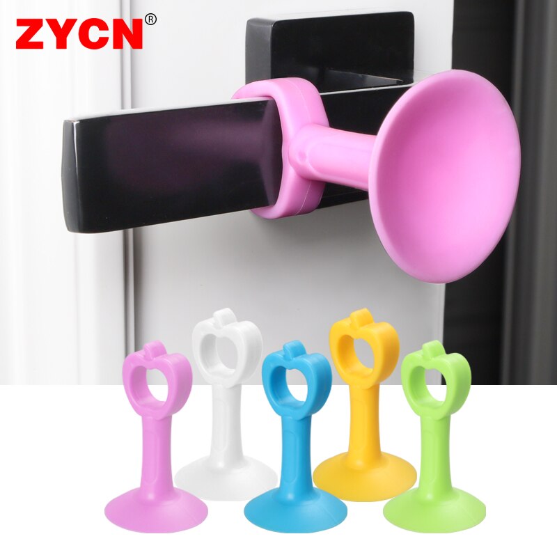 5PCS Soft Rubber Pad Doorknob Protect Wall Self Adhesive Silica Gel Door Stopper Anti-Collision Handle Fender Mute Cute Color