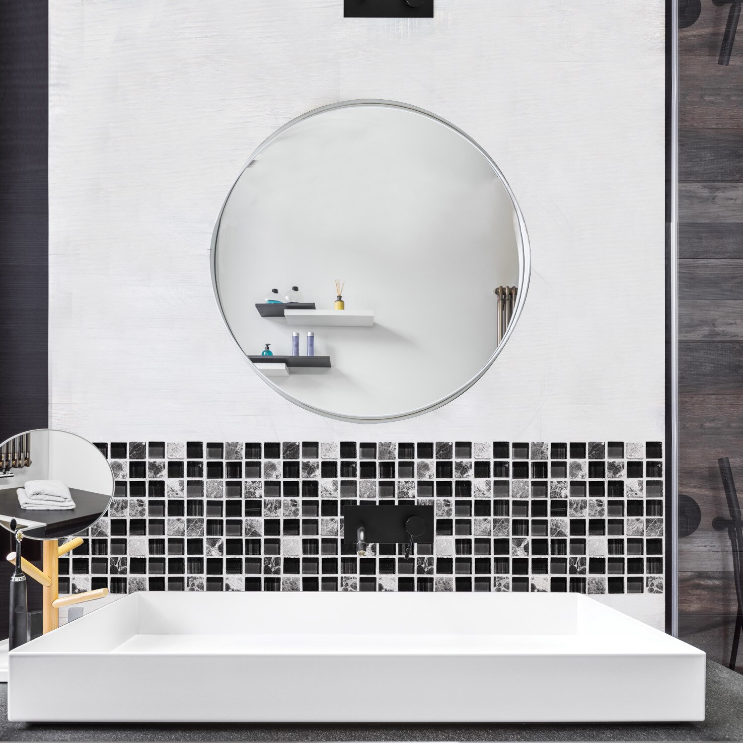 Self Adhesive Mosaic Tile Sticker Kitchen Backsplash Bathroom Wall Tile Stickers Decor Waterproof Wall Pvc Simulation Tiles #LR1