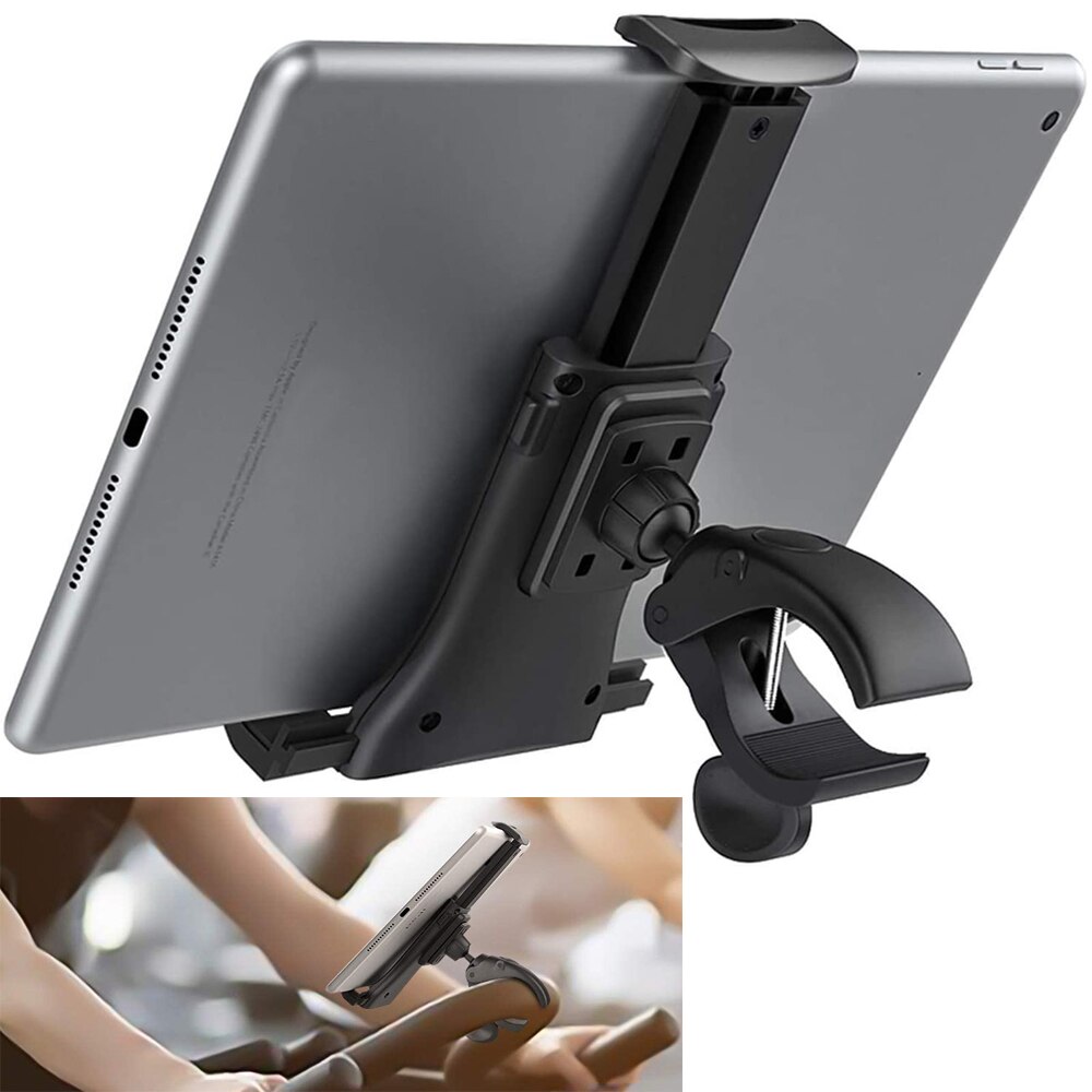 Uchwyt na kierownicę do siłowni w pomieszczeniach Bieżnia Rower Tablet Uchwyt na telefon komórkowy Regulowany uchwyt do montażu na uchwycie Urządzenia 4-12 cali
