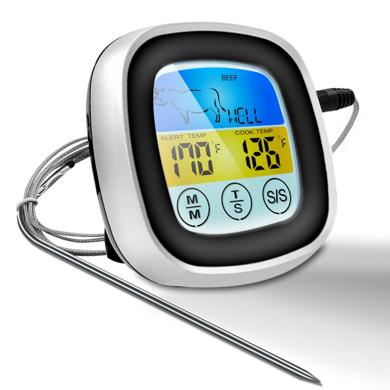 Digital BBQ Meat Thermometer Grill Kitchen Oven Thermomet With Timer Stainless Steel Probe Cooking Barbecue Thermometer