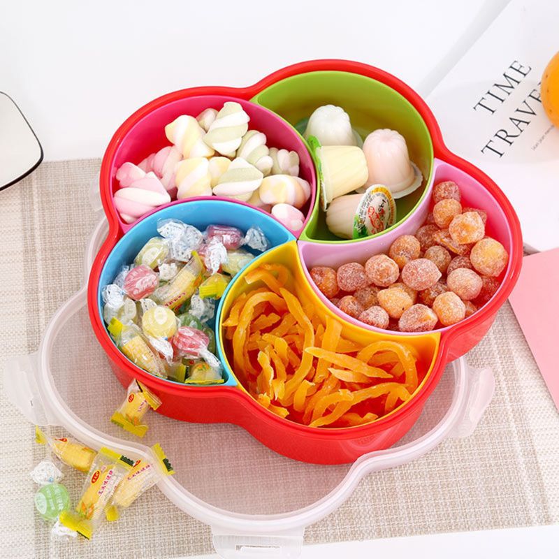 Multifunctionele Snack Platen Candy Box Met Deksel Huis Grote Capaciteit Vruchten Moer Opslag Dessert Lade Snack Schotel