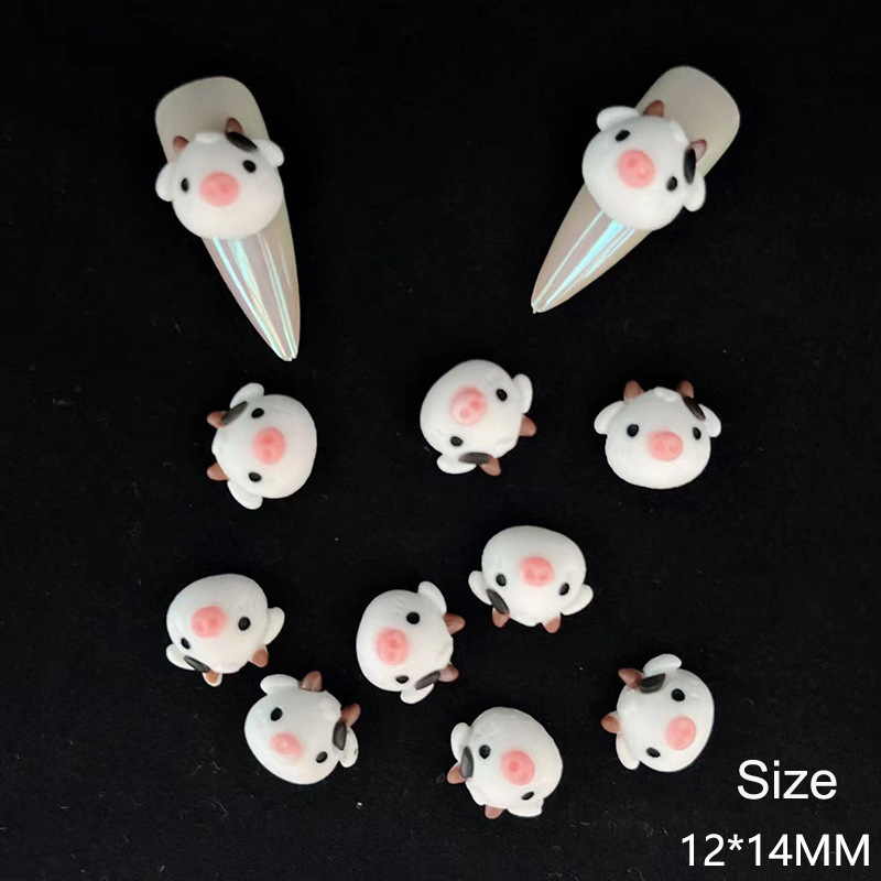 10 stks Cartoon Bunny Nail Art Charm 3D Snoep Kleur Hars Cartoon Dier Lollipop Nageldecoratie Korea Kawaii Nagelaccessoires: Wijn Rood