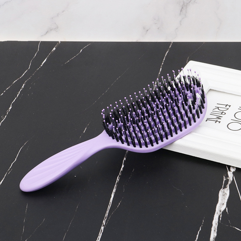 Javali Cabelo Escova de Cerdas, Anti-Static Massagem Comb, Estilo do couro cabeludo, Detangling, oco Out, Nylon Pente Dentes, Air Bag: Marfim