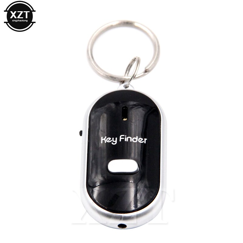 Mini Keychain Key Finder Anti-lost Beeping Whistle Flashing Remote Control By Sound Locator Keyring Tag Tracker: black
