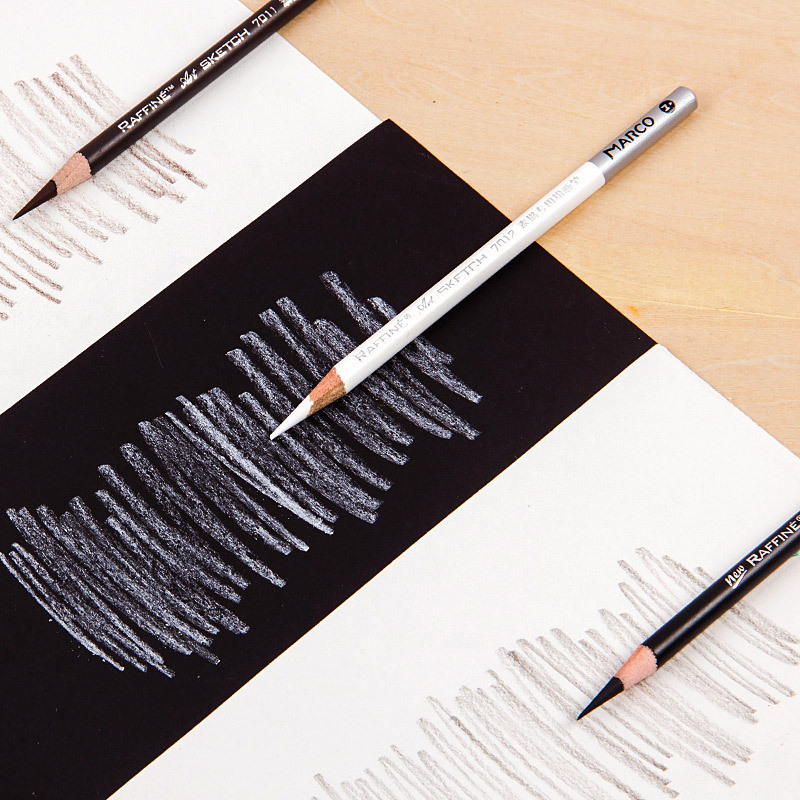 Lápiz de arte negro suave/mediano/duro de carbón blanco de alto brillo, bolígrafo especial para examen de dibujo HB pintado a mano para estudiantes, 3 uds.