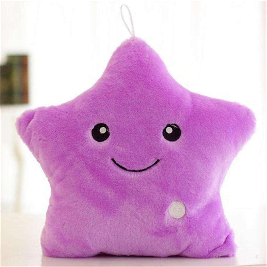 Juguetes coloridos con forma de estrella, almohada luminosa led brillante, almohada suave para el cuerpo, almohada para sonreír, san valentín  k15: Púrpura 
