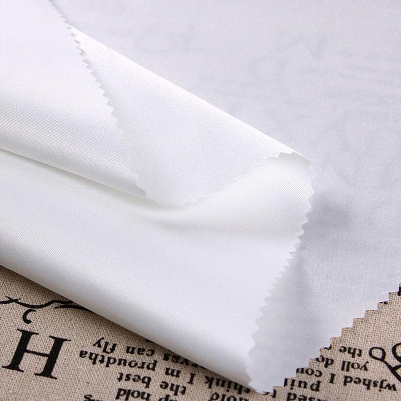 White Color 100% Polyester Bridal Satin Fabric Shiny Soft Smooth Thick
