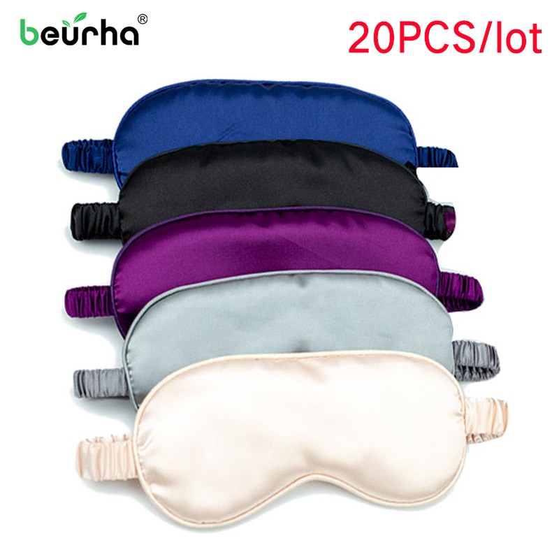 Máscara para dormir, máscara de olho de dormir 100% 3d, seda natural, máscara para os olhos, tampa macia e portátil, 20 peças venda dobrável