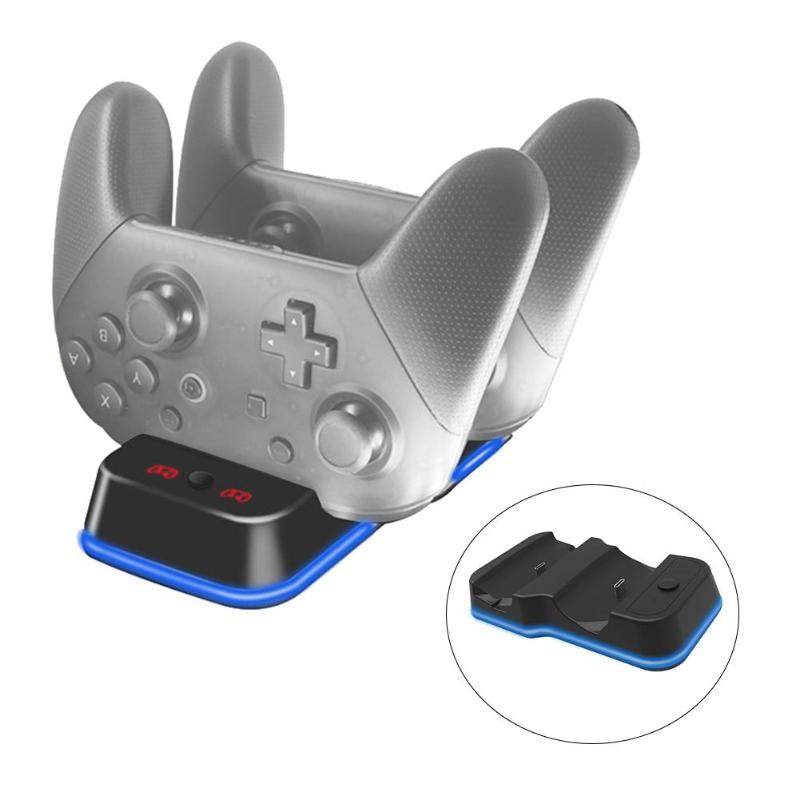 Voor nintendo switch pro-controller, dubbele usb-oplader, draagbaar oplaadstation voor gamecontrollers, standaard voor type-c-poort