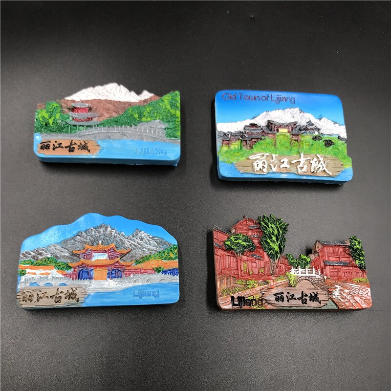 China Lijiang Ancient City Scenic Tourism Souvenir Resin Fridge Magnet Relief Magnetic