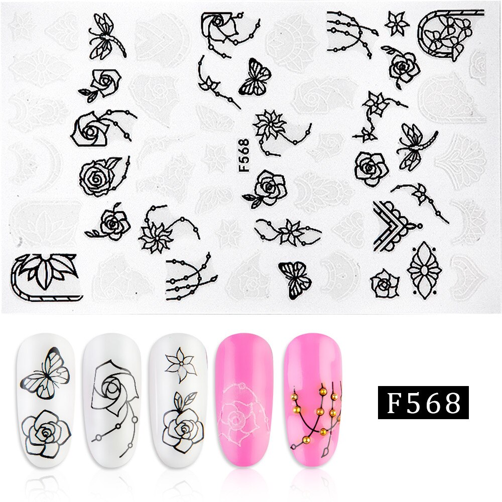 1pcs 3D Bloeiende Bloem Nail Stickers Zelfklevende Nail Art Stickers Bloem Leaf Nail Sticker en Sticker Nail Art Tips DIY Decoratie