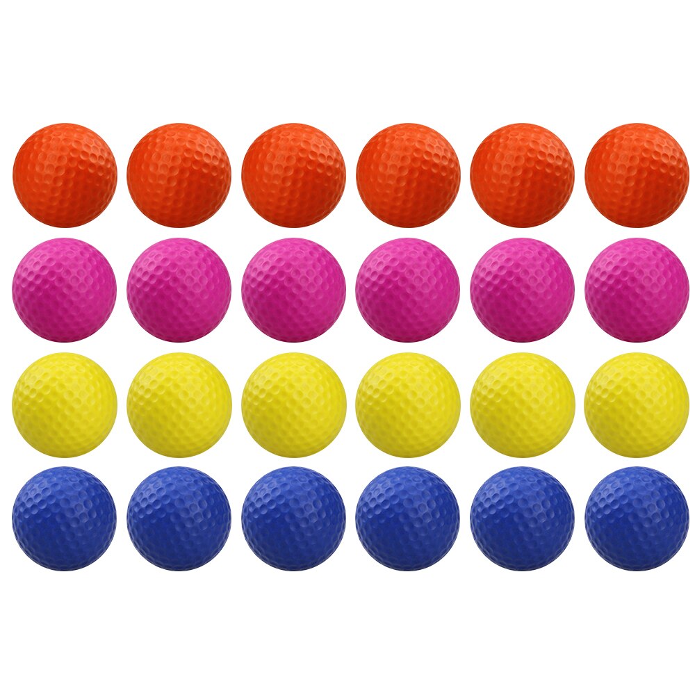 24 piezas de práctica de bolas de golf de espuma de poliuretano suave color de esponja pelotas de golf a granel elástico suministros de entrenamiento para interiores y exteriores: 24Pcs Mix
