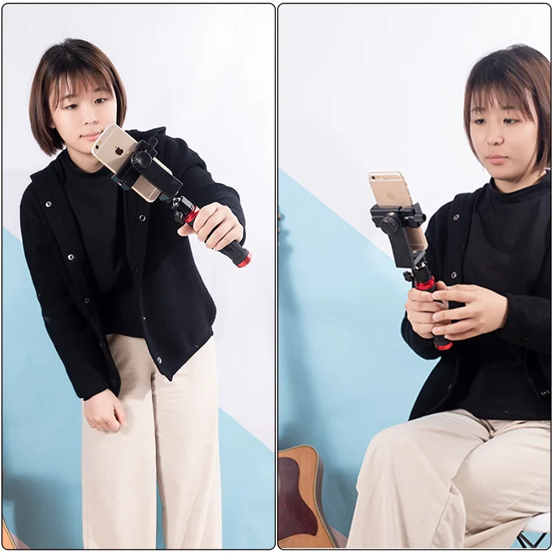 Handheld Stabiele Selfie Stick Stand Live-uitzending Snelle Hand Dual Machine Positie Clip Hoofd Accessoire Universele Foto Nemen Naar