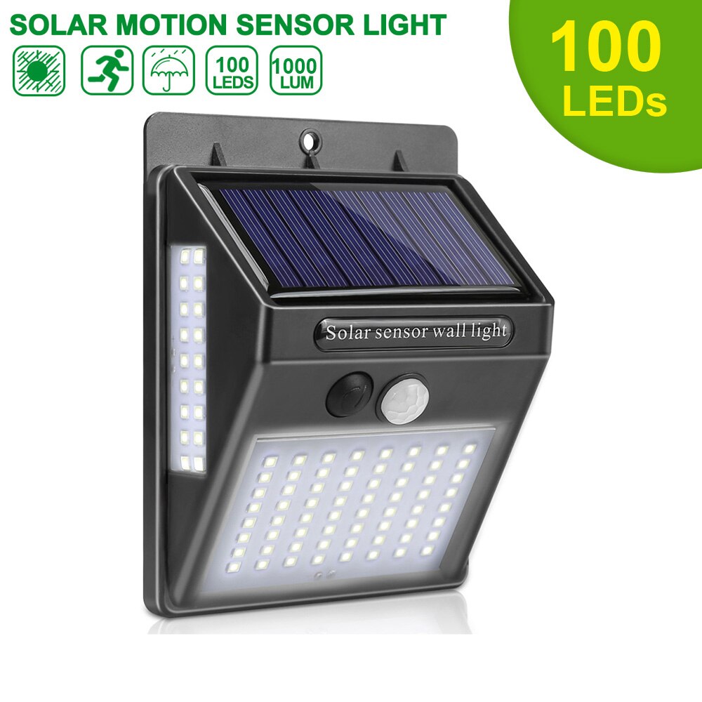 250 LED Solar Light Outdoor Solar Lamp Solar Powered Sunlight Waterproof PIR Motion Sensor Street Light for Garden Decoration: 100 LEDs