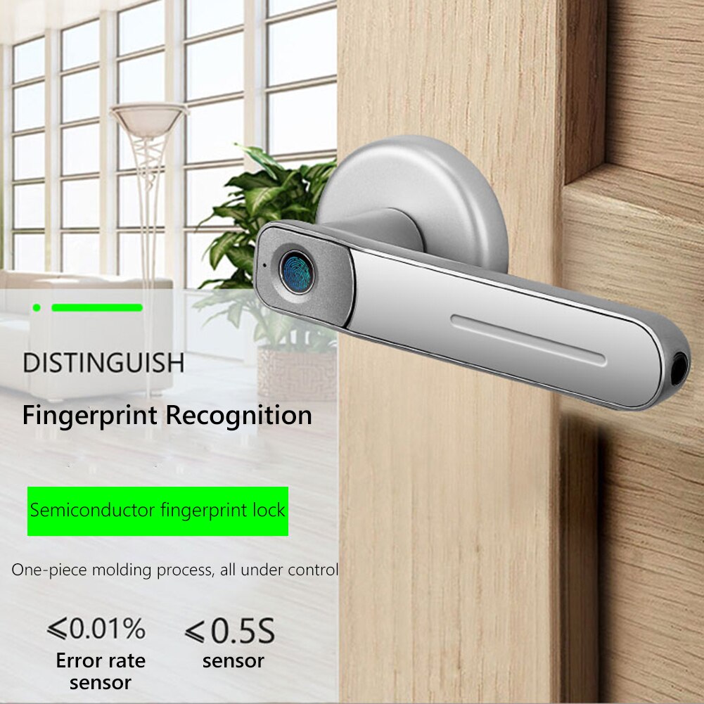 Poignée de serrure de porte à empreintes digitales, Rechargeable par USB, Anti-vol, biométrique électrique intelligente, sans clé, entrée de sécurité avec 2 clés pour maison