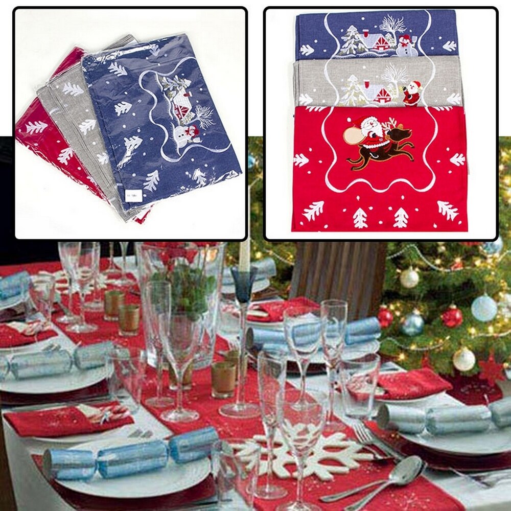 Kerst Tafelloper Kerst Tafel Mat Rechthoekige Tafelkleed Keuken Geborduurde Stofdicht Tafelkleed Woondecoratie