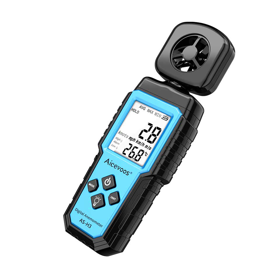 Anemómetro Digital Aicevoos, medidor de velocidad del viento portátil, medición de temperatura y humedad de energía eólica, probador de volumen de aire