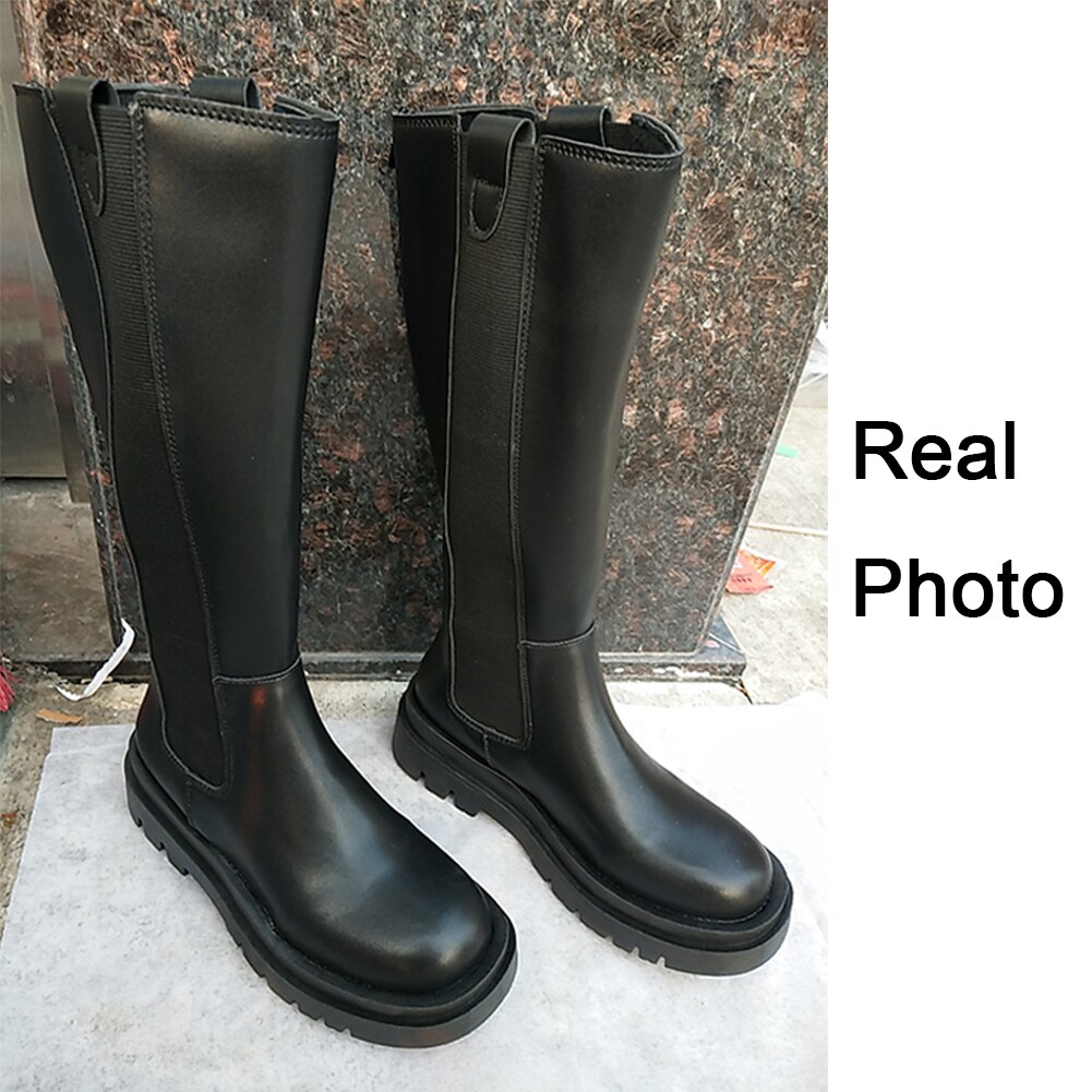 herbst Neue Luxus Mitte-kalb Stiefel Frauen Kühlen Hohe Plattform Stiefel Keile Schuhe Frau