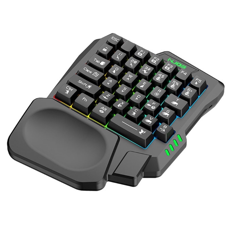 Klawiatura USB jednoręczna przewodowa 35 klawiszy Luminous klawiatury do gier na Tablet kolorowa ergonomia klawiatura dla graczy podpórka pod ramię