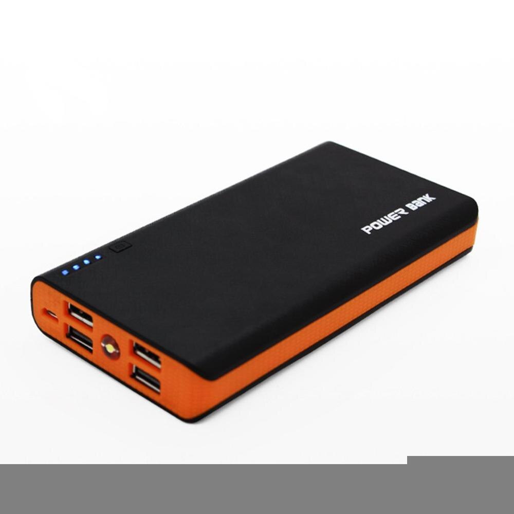 Power Bank Shell with LED Flashlight 4 USB Ports 5V 2A Power Bank Charger Case DIY Kits Powered By 6x 18650 Batteries: orange