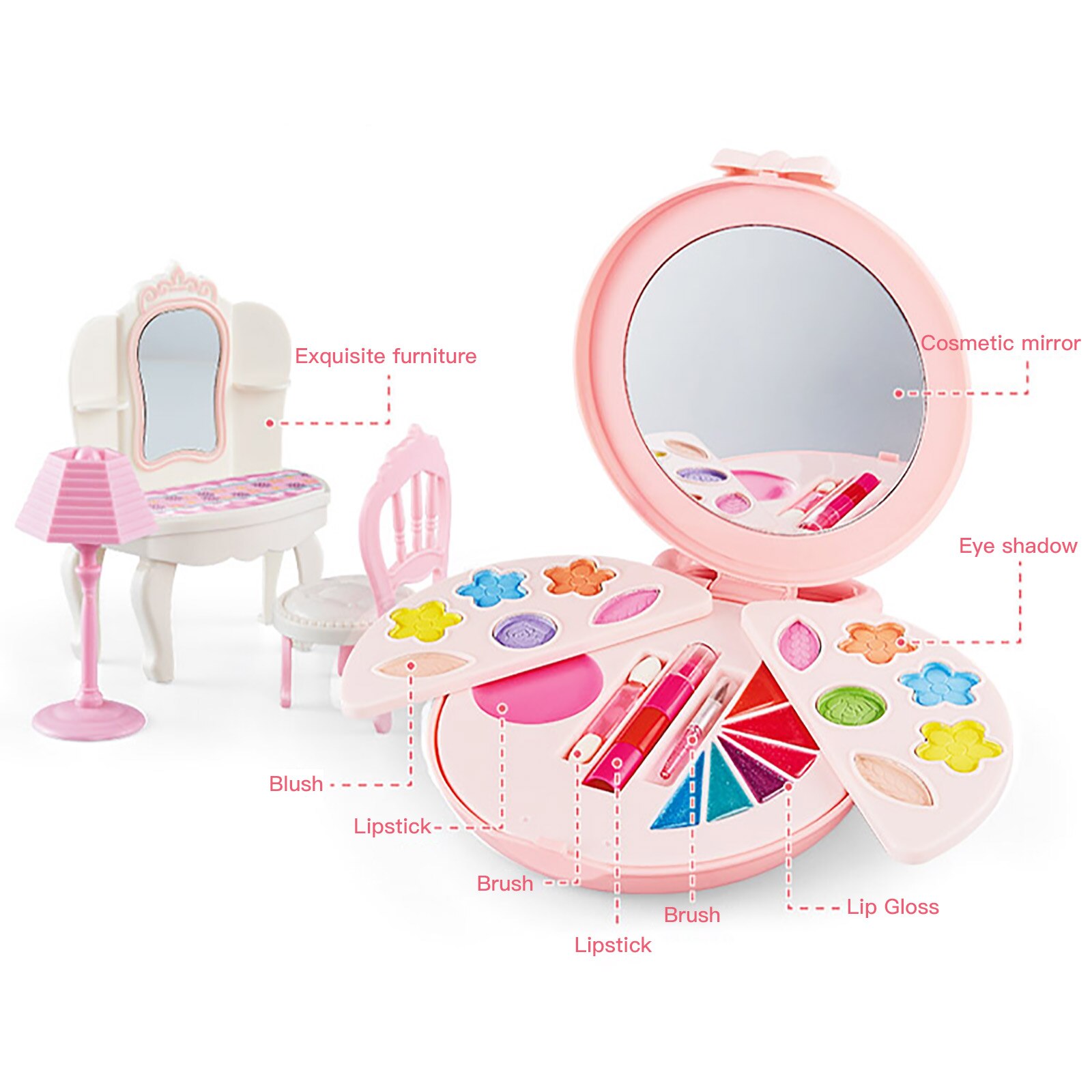 Meninas compõem conjunto de brinquedos fingir jogar princesa rosa maquiagem beleza segurança não-tóxico kit brinquedos para meninas vestir brinquedos cosméticos