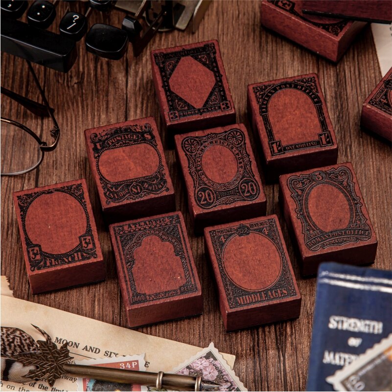 8 Stks/partij Antieke Postkantoor Serie Stempel Diy Houten Stempels Briefpapier Scrapbooking Standaard Stempel