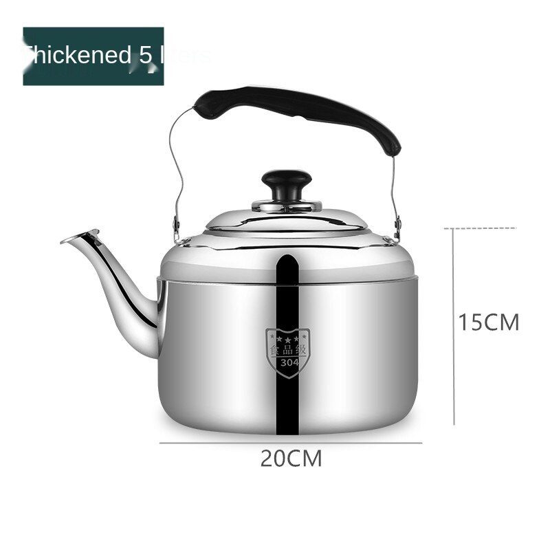 Silbato grueso de acero inoxidable 304, hervidor de gas doméstico de gran capacidad, estufa de gas electromagnética: 5L