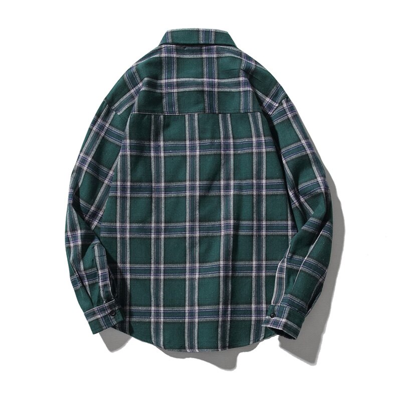men's shirt loose single-breasted plaid shirt cotton long-sleeved casual spring and summer men's plus size shirt 5XL