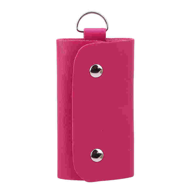 Hommes PU cuir voiture clé portefeuilles porte-clés femme de ménage porte-clés organisateur sacs gestionnaire PU porte-cartes en cuir voiture porte-clés clé portefeuille: Rose red