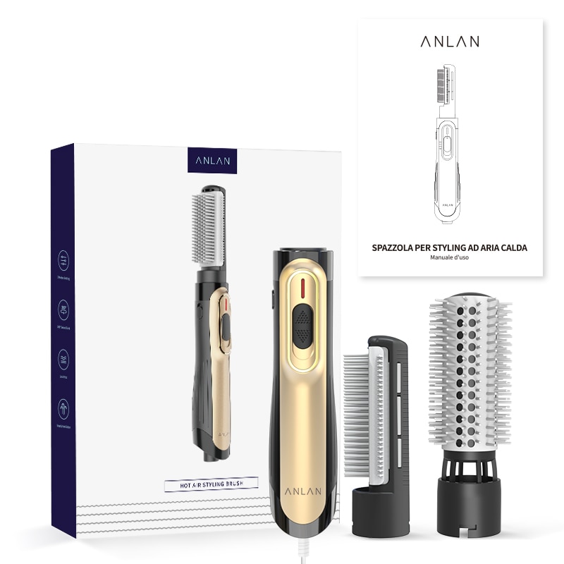 ANLAN-cepillo de aire 3 en 1 multifuncional, peine para el cabello, Alisador, secador de pelo de un paso, peine de aire, herramienta de alisado