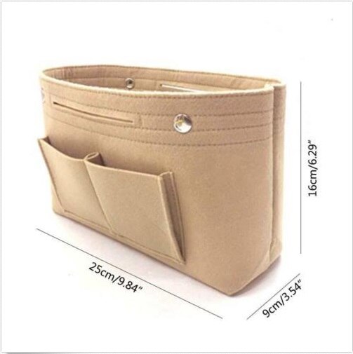 Women Insert Handbag Organiser Purse Felt liner Organizer Bag Tidy Travel US: Khaki