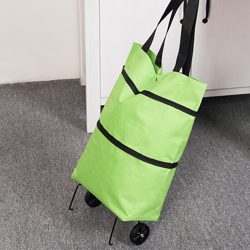 Folding Shopping Pull Cart Trolley Bag with Wheels Foldable Shopping Bags Grocery Food Organizer Vegetables Bag