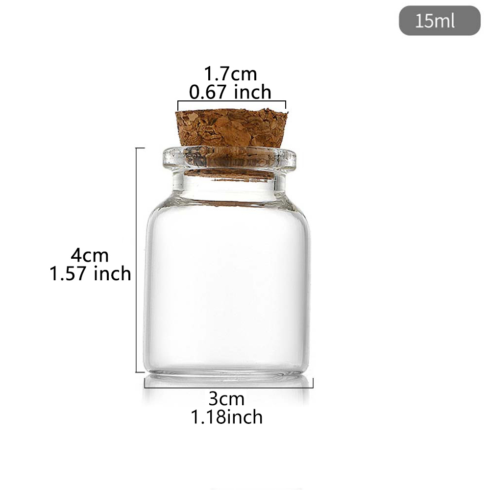 20 pièces 10ml 15ml 20ml 25ml 30ml jolies bouteilles de souhaits en verre transparent avec bouchon en liège bouteilles d'épices vides pots bricolage artisanat flacons: vert clair