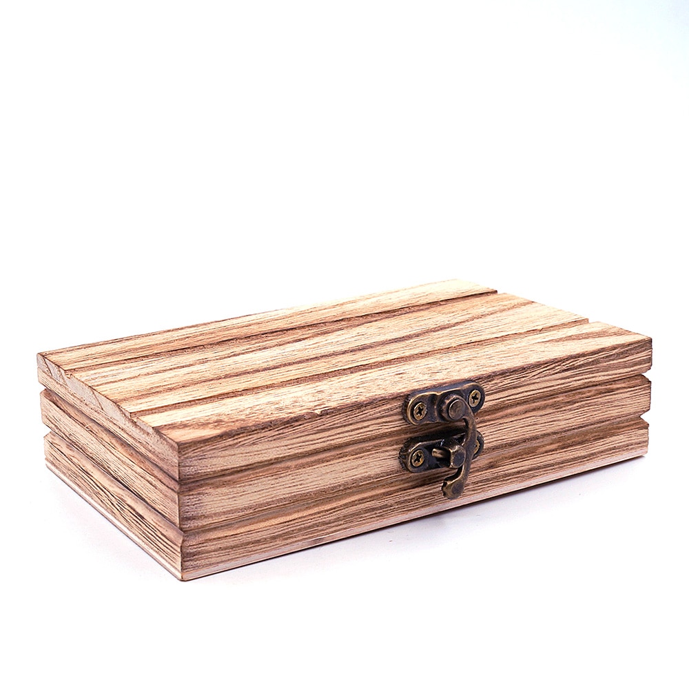 Cajas de madera para lazos, organizador de cajas de madera Natural con tapa, cerradura dorada, cajas de madera para , caja de madera