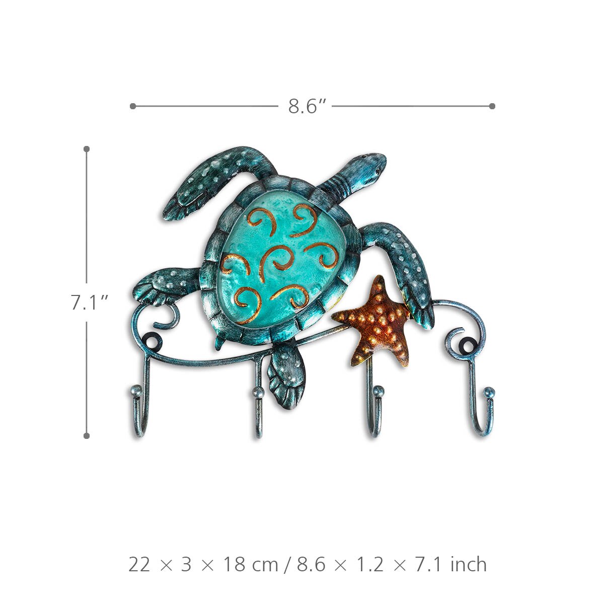 Gancho de pared con forma de tortuga para decoración del hogar, gancho de hierro con forma de Animal para pared, decoración rústica para sala de estar y baño