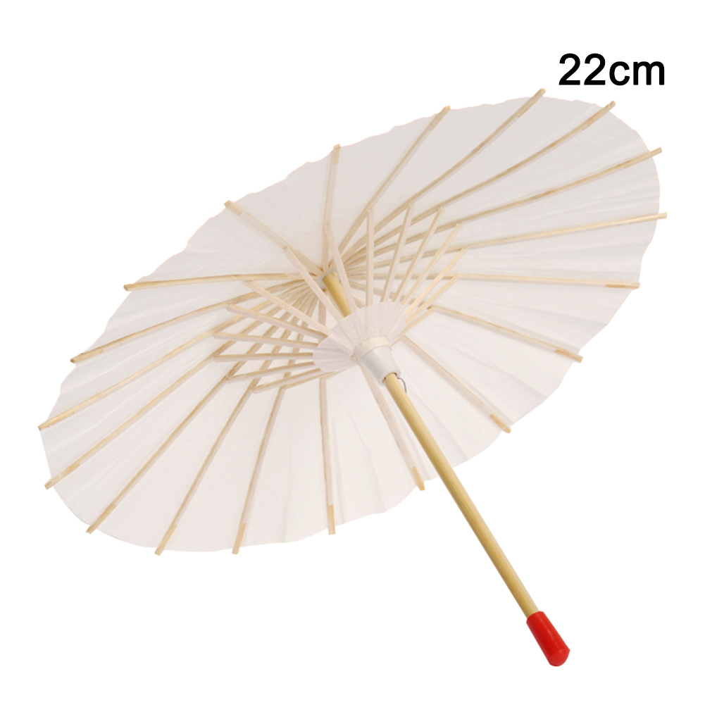 Sombrilla de papel al óleo de estilo chino blanco, accesorios de baile tradicional de China, sombrillas, decoraciones hechas a mano,: 22cm