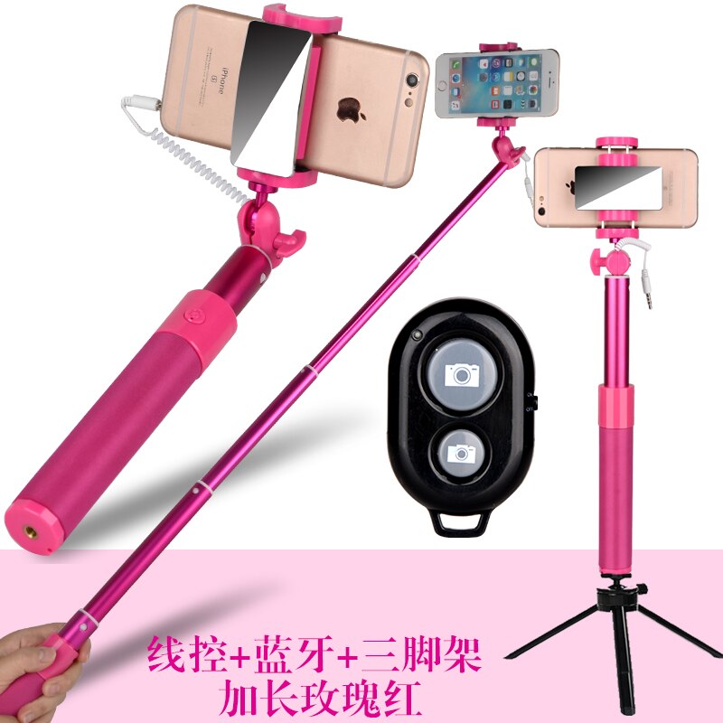 Aluminium flexibel selfie stickar foto tar trådlös bluetooth fjärrlucka för android mobiltelefon smart telefon för i-telefon: Röd 2
