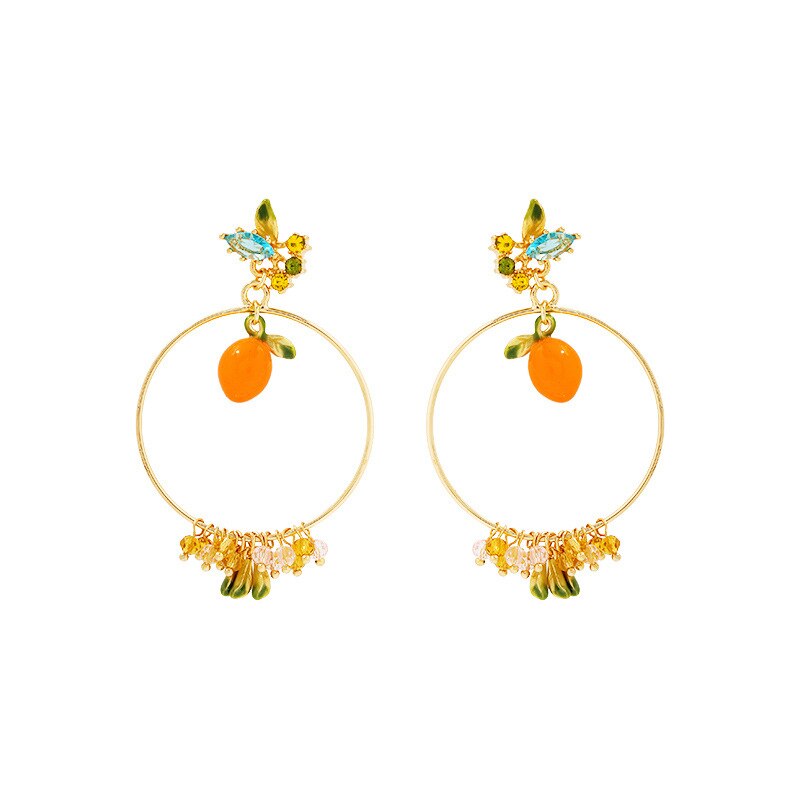 Romantisk søte oransje blomster perle ørering ring armbånd armbånd halskjede smykkesett for kvinner hvite blomster smykker: No8 øredobber