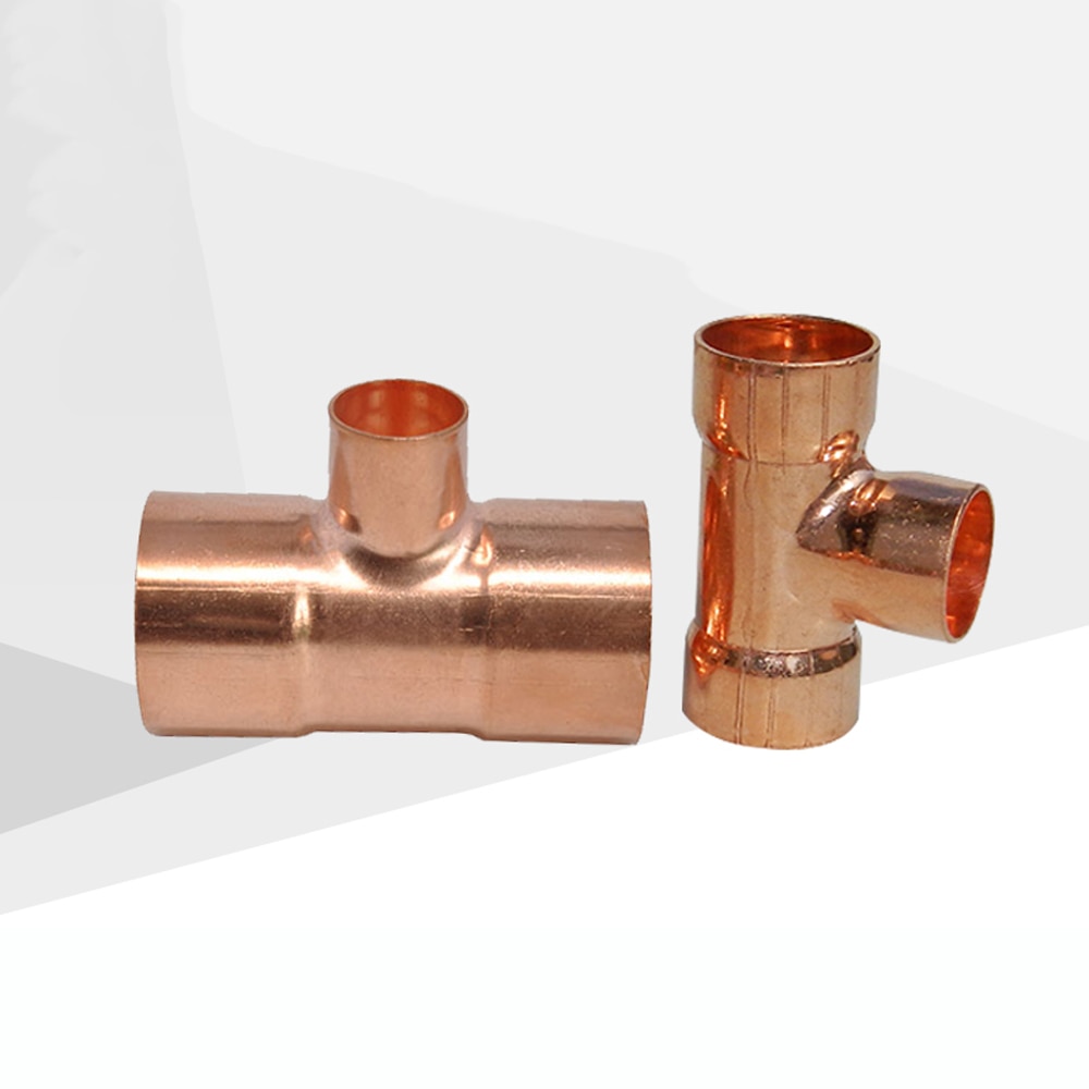 19 22 28 Mm Tot 6.35 10 12.7 15 16 Mm Id 99.9% Koper End Feed Soldeer Verminderen Tee 3 manieren Sanitair Fitting Voor Airconditioning
